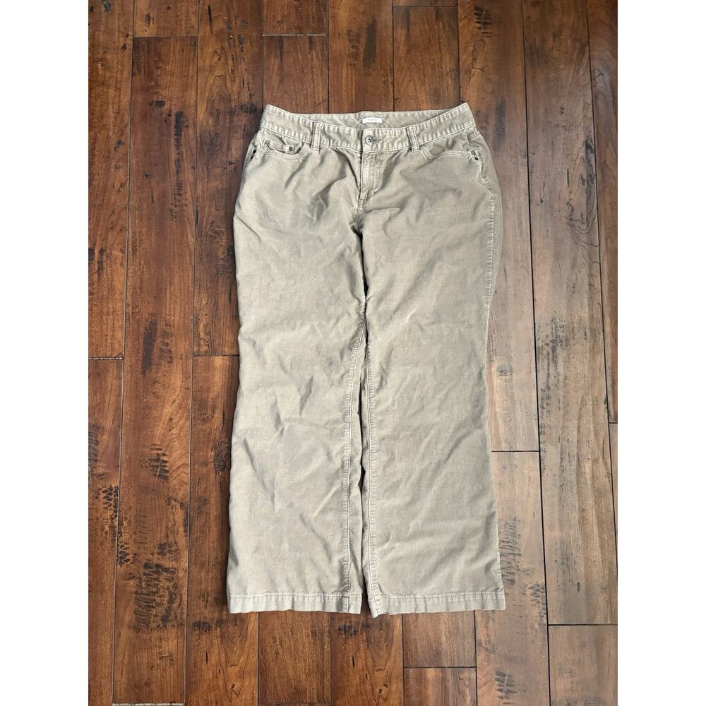 Liz Claiborne Petite Stretch Corduroy Pants Womens Size 10P Beige Casual